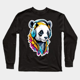 Adorable Panda with Headphones | Music-Loving Panda Long Sleeve T-Shirt